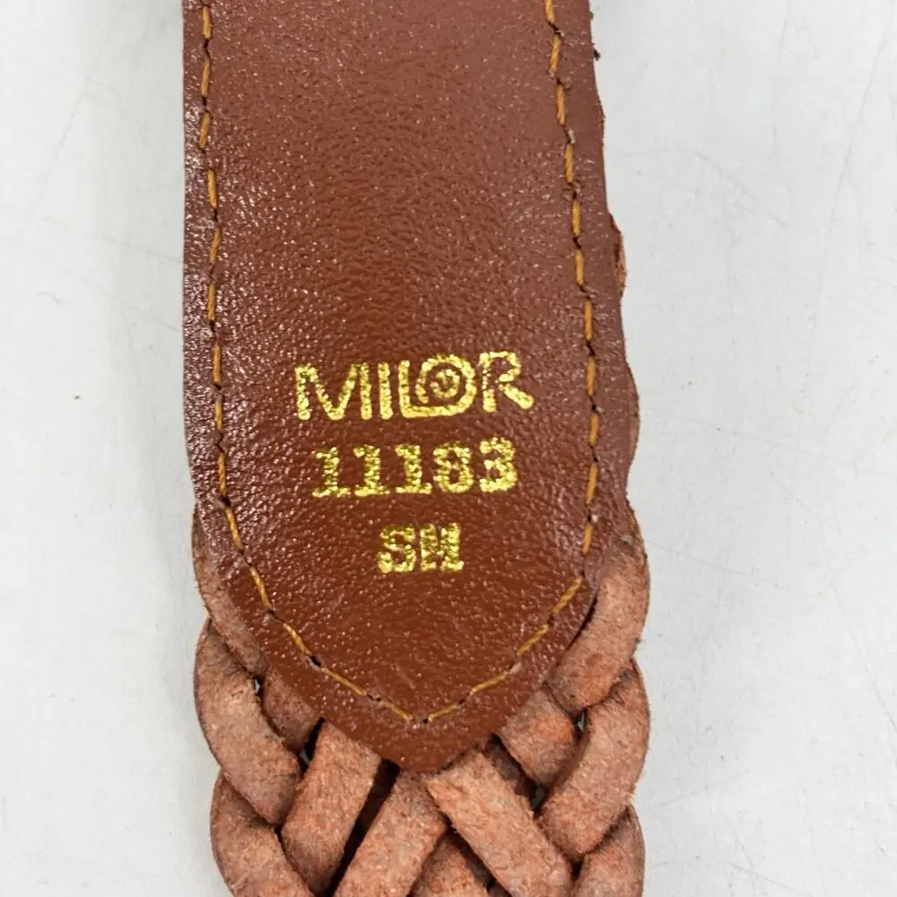 Milor Belt Womens Sz Small Medium Brown Braided Weaved